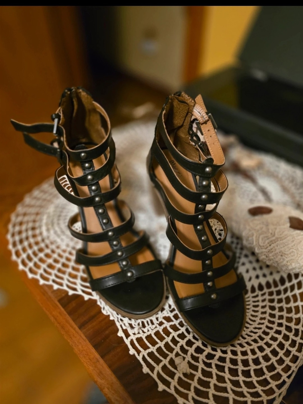 Mossimo Supply Co. Black Strappy Gladiator Heels with Stud Accents